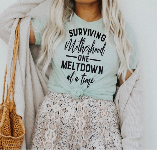 Surviving Motherhood one meltdown at a time / SCREEN PRINT transfer / drinking / RTS / Screen print / Transfers / Heat transfers