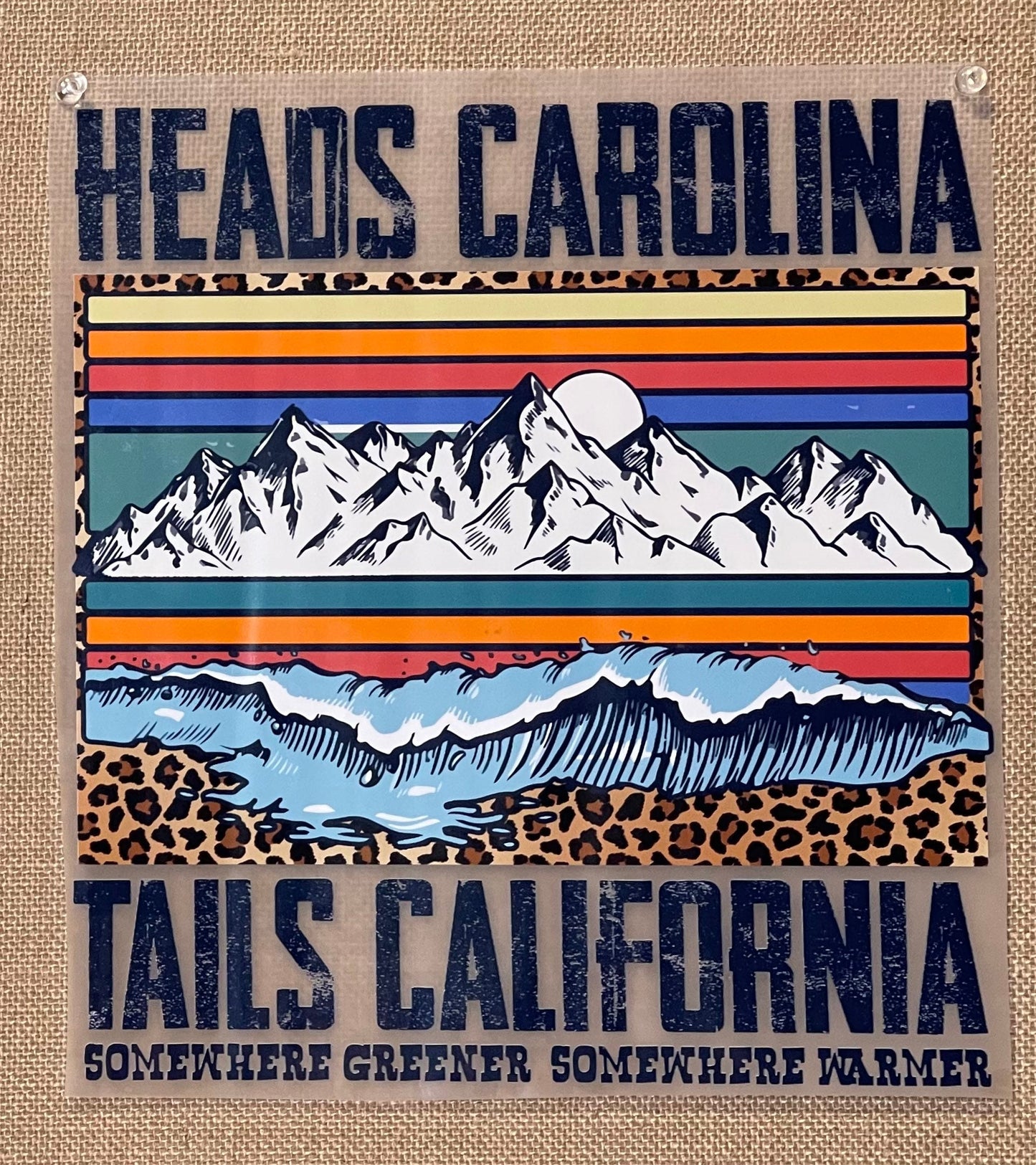 Heads Carolina tails California / DTF / Beach / Song / Clear film transfer / Shirt design / RTS